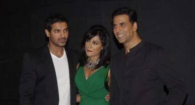 John, Akshay and Chitrangada at the Golden Petal Awards.