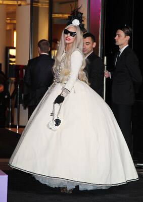 Singer Lady Gaga appears at a ribbon cutting ceremony to launch Gaga's Workshop, a holiday retail experience representing Lady Gaga`s reinterpretation of Santa's workshop at Barneys department store in New York.