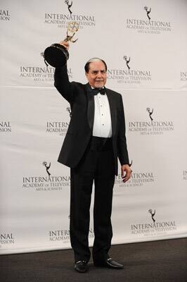 Zee Entertainment Chairman Subhash Chandra poses at Nespresso Press Room at the 39th International Emmy Awards at the Hilton New York.