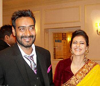 Ajay and Kajol seen attending an event in Mumbai.