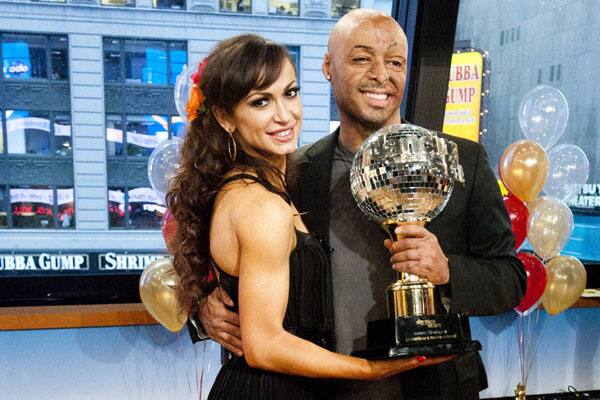 Karina Smirnoff, left, and J.R. Martinez winners of the 