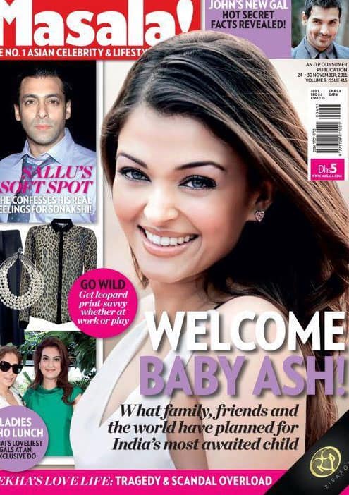 Aishwarya Rai Bachchan on the cover of Masala (Nov 2011).