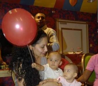 Manyata Dutt with kids Shahraan & Iqra at a birthday party.