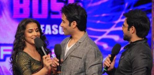 Vidya, Emraan & Tusshar on the sets of Big Boss.