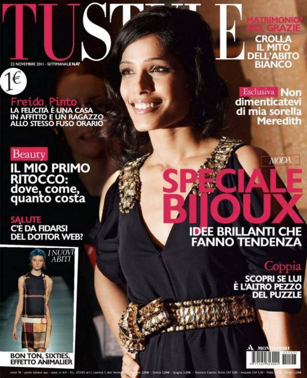 Freida Pinto on the cover of Italian Magazine Tu Style, Dec.2011 issue.