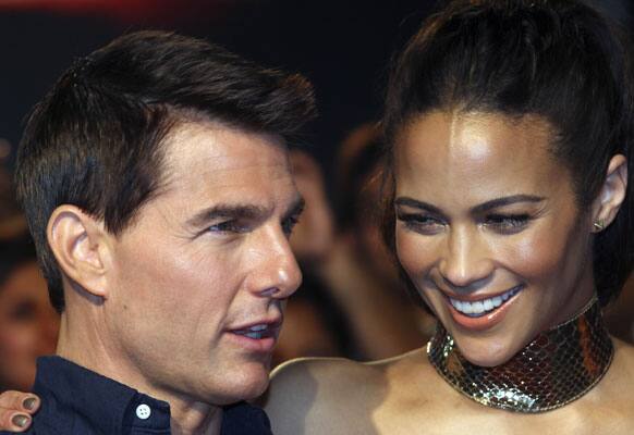 US actor Tom Cruise and US actress Paula Patton pose at a special screening of the film Mission Impossible Ghost Protocol in Mumbai.