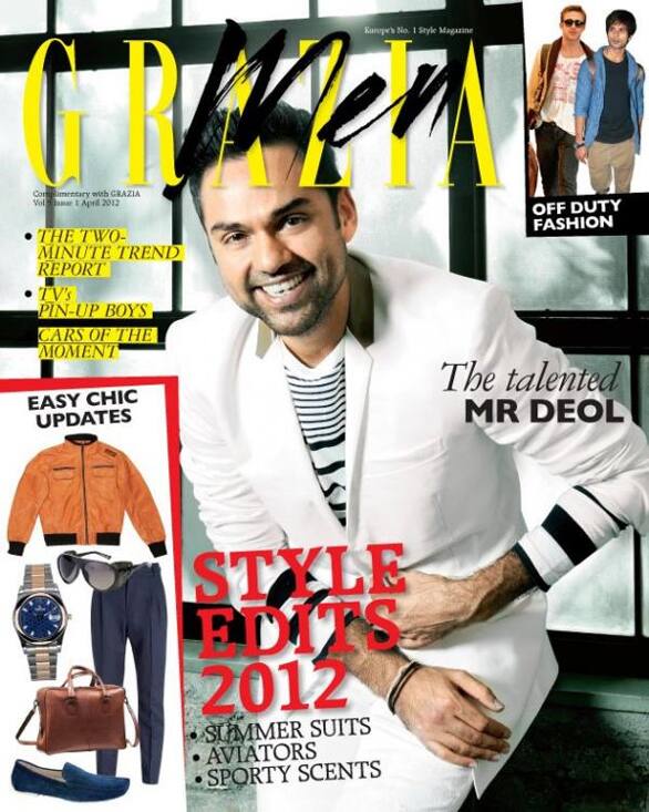 Talented Mr Deol indeed! Abhay Deol poses for the cover of the latest issue of  'Grazia Men'.