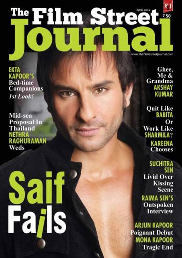 Saif Ali Khan on the cover of Film Street Journal - April 2012.