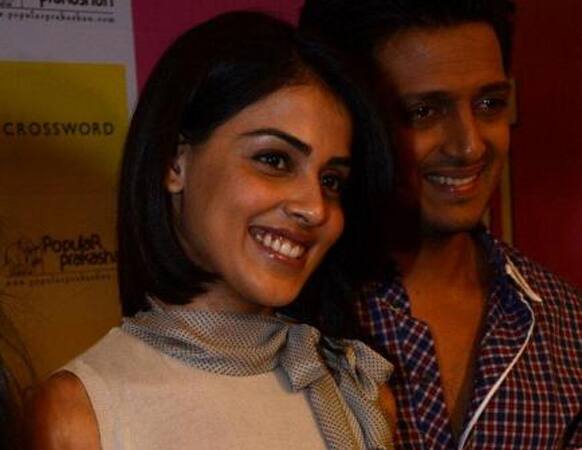 Riteish Deshmukh and Genelia Deshmukh at a book launch.