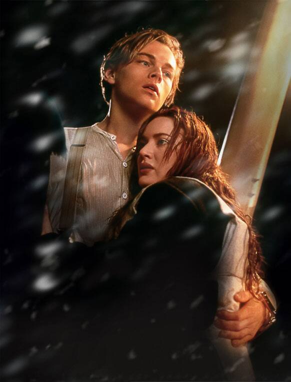 Leonardo DiCaprio and Kate Winslet are shown in a scene from the 3-D version of James Cameron’s romantic epic 