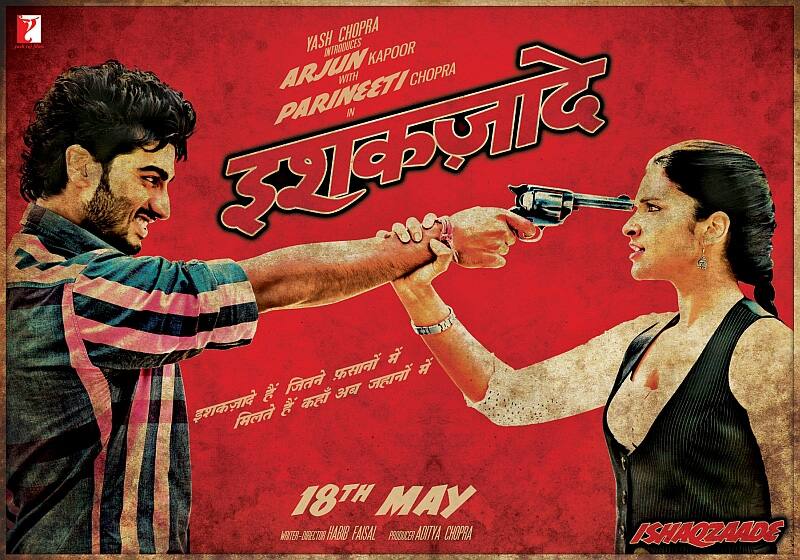 A poster of 'Ishaqzaade' starring Arjun Kapoor and Parineeti Chopra.