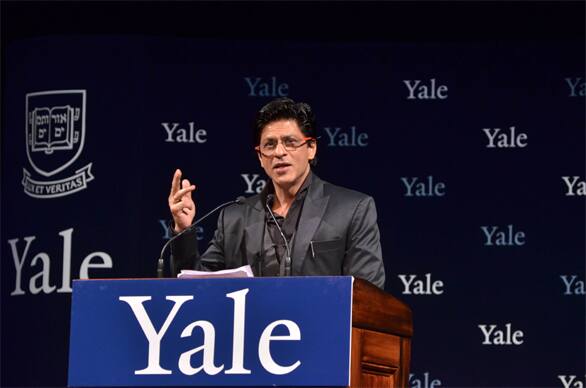 Shah Rukh Khan addressing the Yale community as Chubb Fellow.