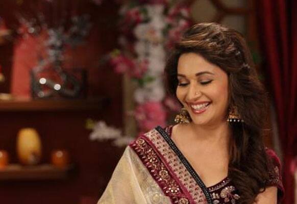 Madhuri Dixit on the sets of 'Main Lakshmi Tere Aangan Ki'.