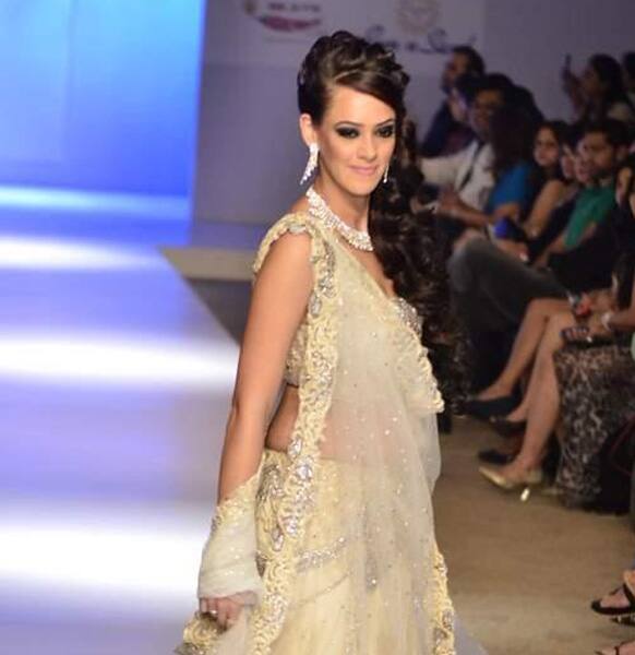 Hazel walks the ramp for Arjun and Anjalee Kapoor at ABIL Pune Fashion Week.