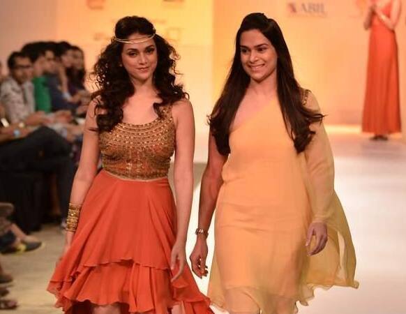 Aditi Rao Hydari walks the ramp with Ritika at ABIL Pune Fashion Week.