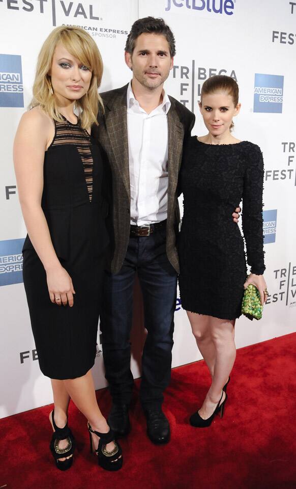 From left, actors Olivia Wilde, Eric Bana and Kate Mara attend the world premiere of 