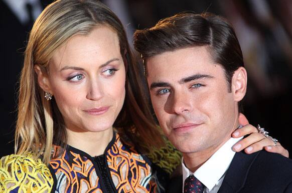 US actors Zac Efron, right, and Taylor Schilling arrive for the European Premiere of 'The Lucky One' at the Bluebird restaurant in London.