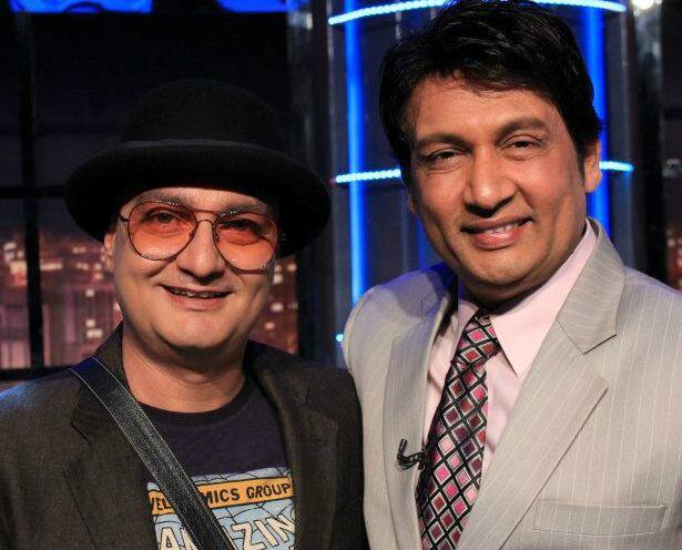 Shekhar Suman with Vinay Pathak on the sets of 'Movers and Shakers'.