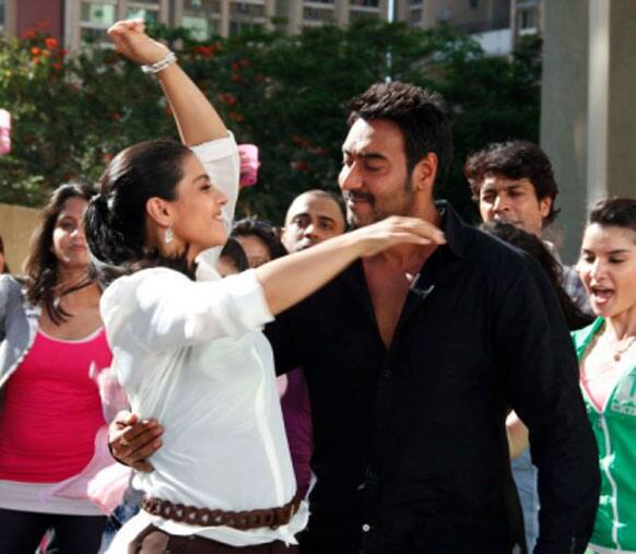 Ajay and Kajol shoot for a new TV commercial.