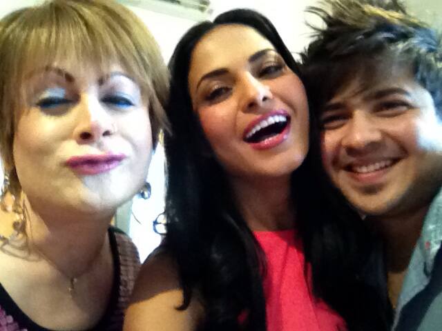 Veena Malik with Bobby Darling and another friend.