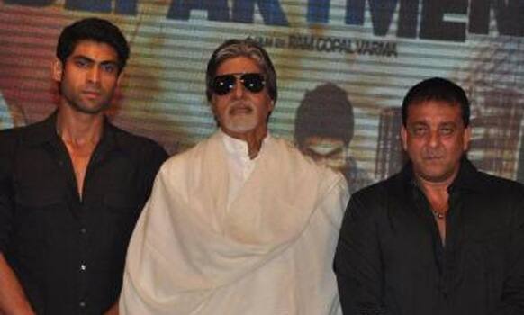 Rana Daggubati, Amitabh Bachchan and Sanjay Dutt at a press conference for their upcoming 'Department'.