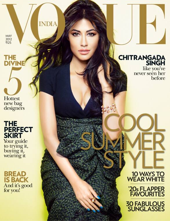 Chitrangada Singh's poses on the cover of the May issue 'Vogue'. This is her first cover for the fashion magazine.