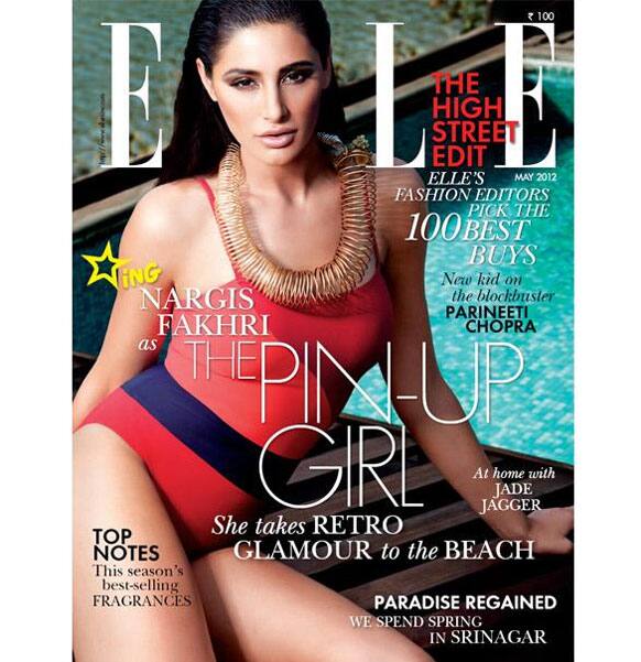 New pin up girl Nargis Fakhri on the cover of Elle India, May '12 issue. 