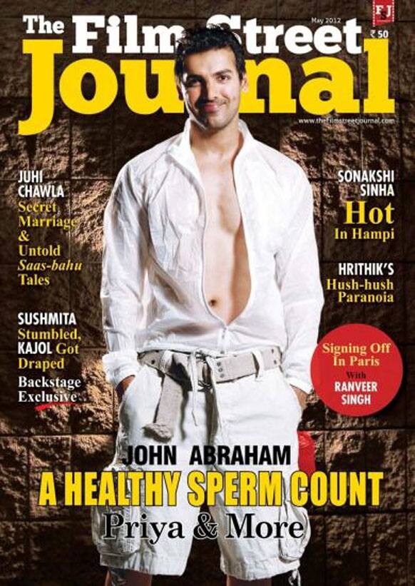 John Abraham on the cover of The Film Street Journal, May 2012 issue.