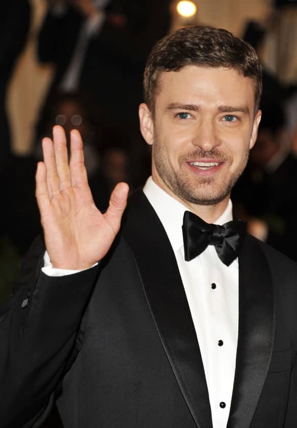 Justin Timberlake arrives at the Metropolitan Museum of Art Costume Institute gala benefit, celebrating Elsa Schiaparelli and Miuccia Prada.