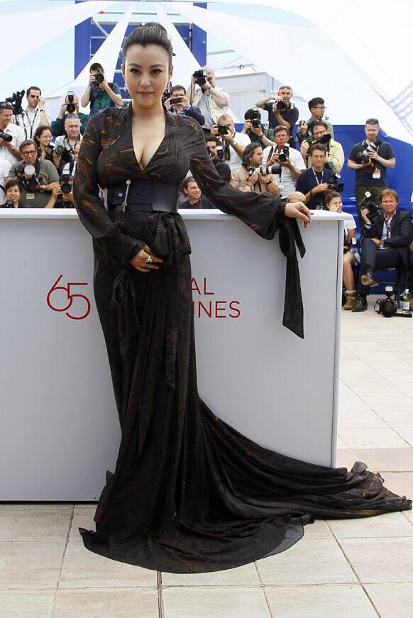 Actress Hao Lei poses during a photo call for Mystery at the 65th international film festival, in Cannes.