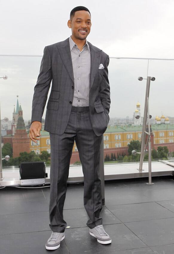 US actor Will Smith poses for photographers at a hotel during a photocall for his film 