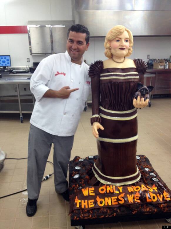 Buddy Valastro of 'Cake Boss' poses with the life-sized cake of Betty White.