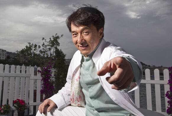 Actor Jackie Chan poses for portraits at the American Pavilion during the 65th international film festival, in Cannes.