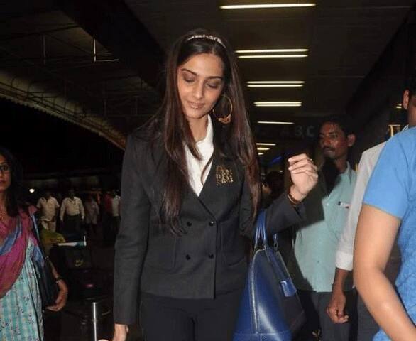 Cannes bound. Sonam Kapoor spotted at the Mumbai airport.