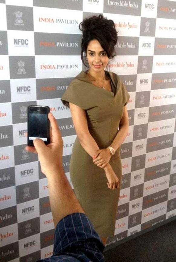 Mallika Sherawat at NFDC's India Pavilion at Cannes.