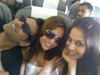 Bipasha Basu with her freinds Rocky S and Deanne Pandey.