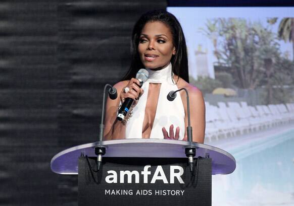 Janet Jackson at the auction for the amfAR Cinema Against AIDS benefit during the 65th Cannes film festival.