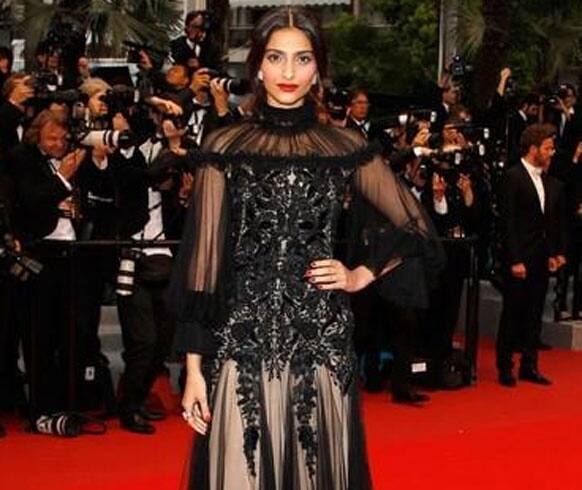 Sonam Kapoor graces the red carpet for the premiere of Therese Desqueyroux at the Cannes film festival.