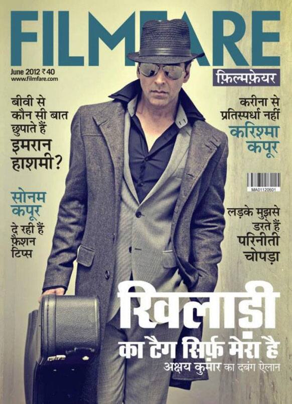 Akshay Kumar on the cover of Filmfare Hindi – June 2012.