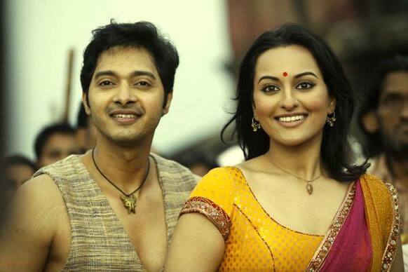 Sonakshi and Shreyas on the sets of 'Joker'.