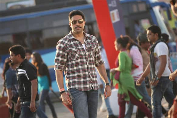 Abhishek Bachchan in a still from hsi upcoming film 'Bol Bachchan'. 