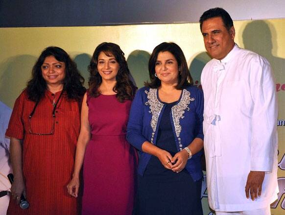 Farah Khan, Madhuri Dixit, Boman Irani and director Bela Sehgal at the first look launch of 'Shirin Farhad Ki Toh Nikal Padi'.