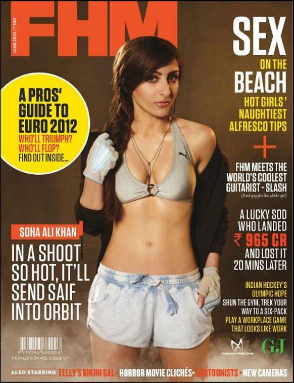 Soha Ali Khan on the cover of FHM India, June 2012 issue.