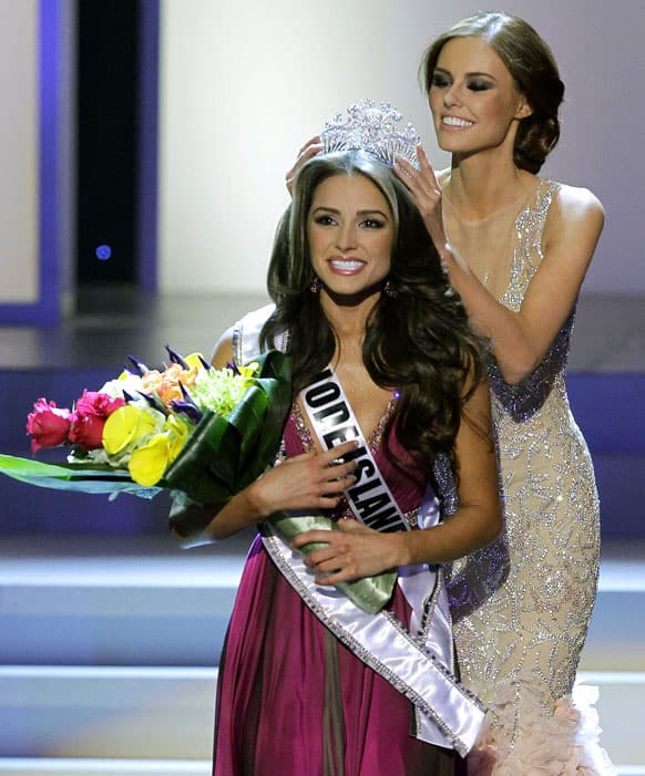 Miss Rhode Island Olivia Culpo is crowned Miss USA 2012 during the Miss USA pageant.