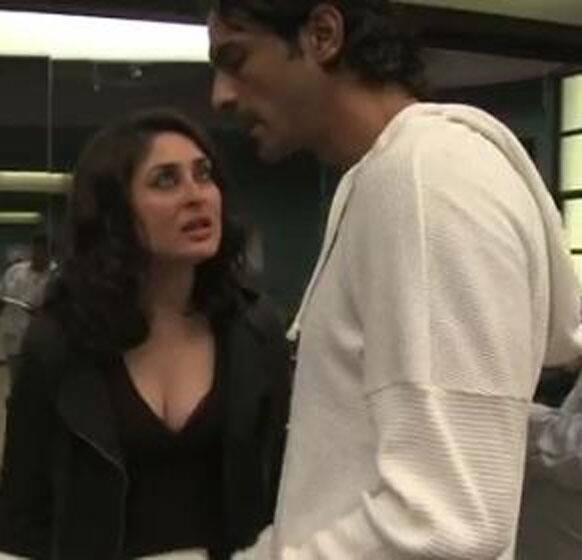 Kareena Kapoor shoots for a serious scene with Arjun Rampal on the sets of 'Heroine'.