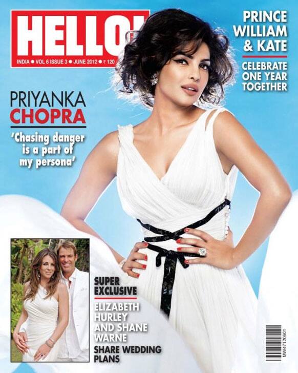 Priyanka Chopra looks uber in white as she poses for the cover of 'Hello' magazine's June issue.