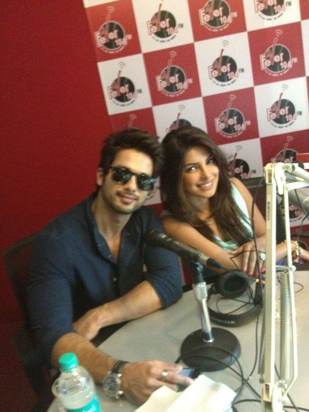 Shahid Kapoor and Priyanka Chopra promote 'Teri Meri Kahaani' at 104 Fever FM station. 