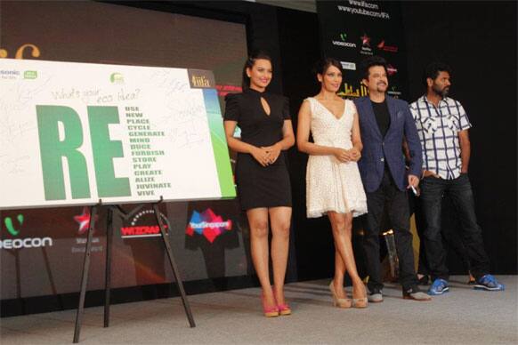 Sonakshi Sinha, Bipasha Basu, Anil Kapoor and Prabhu Deva at the IIFA press conference.