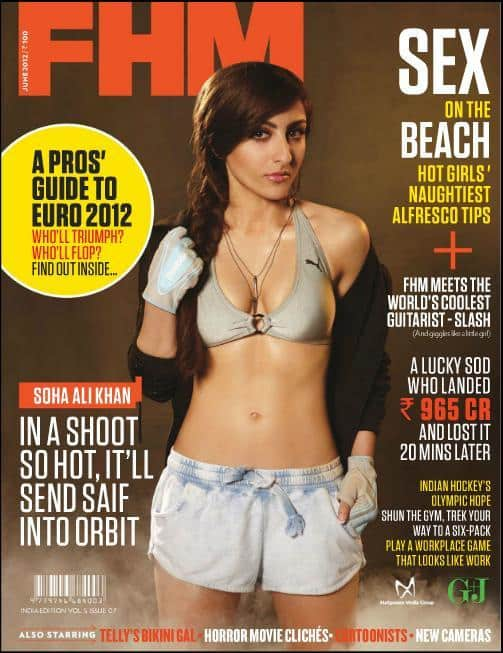 Soha Ali Khan flaunts her body on the cover of FHM magazine.