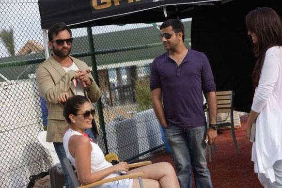 Kareena Kapoor visits boyfriend Saif Ali Khan on the sets of 'Race 2'.